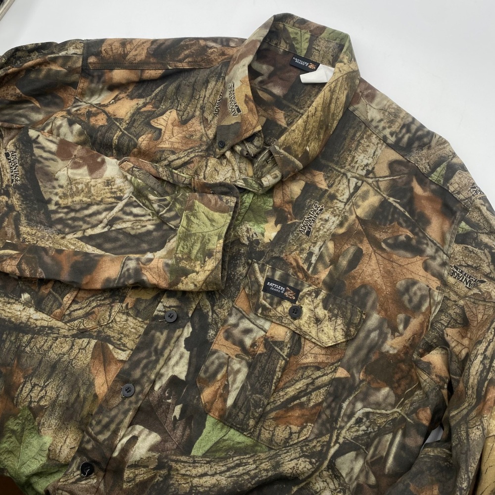 Rattlers Brand Advantage Timber Camo Shirt Men 2XL Brown Cotton Hunting Made USA